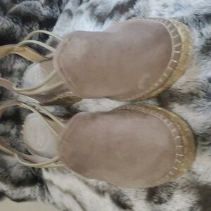 Toni Pons Origens Nuria Suede Espadrilles Elastic Straps Beige Sz 39